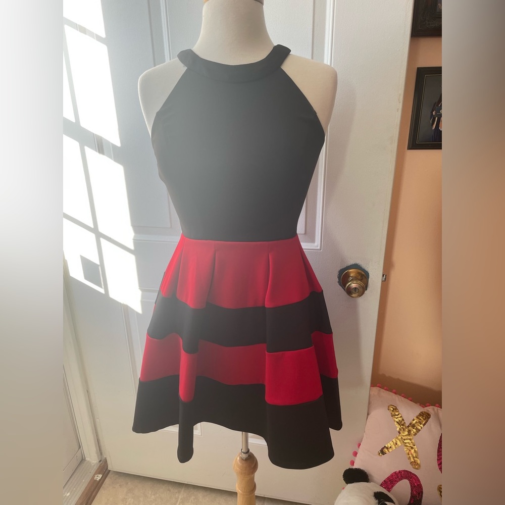 Asymmetrical Black and Red Dress Size XS